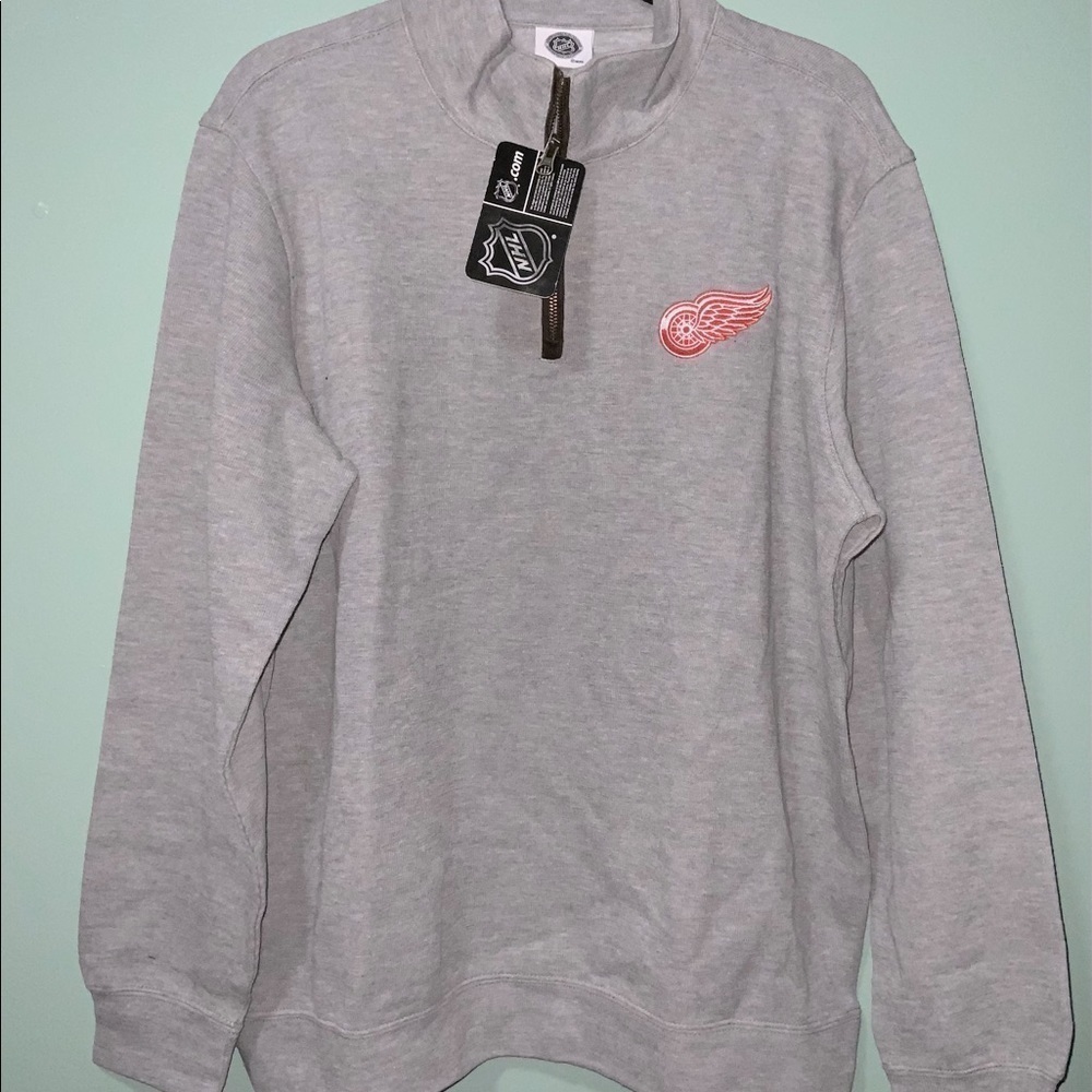 NHL Detroit Red Wings NHL Quarter Zip. Gray Sweater Mens 2XL